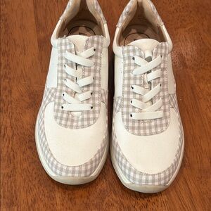 Life Stride White and Tan Checkered Sneakers.  Never worn